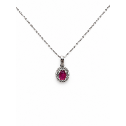 Pre Owned 18ct White Gold Ruby and Diamond Pendant and Chain ZC56